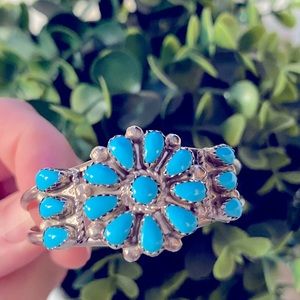 Old Pawn Navajo Native American Child's Sterling Silver and Turquoise Bracelet